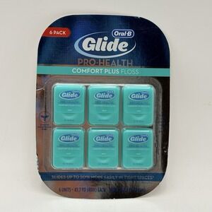 Glide Pro Health Comfort Plus Floss Teeth 6 Pack 43.7 ea = 262.4 yds. NEW Sealed